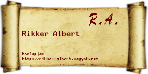 Rikker Albert névjegykártya